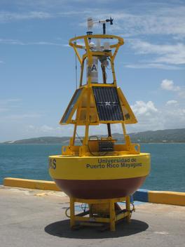 CARICOOS Buoy PR101 (Light List A) on the dock before deployment
